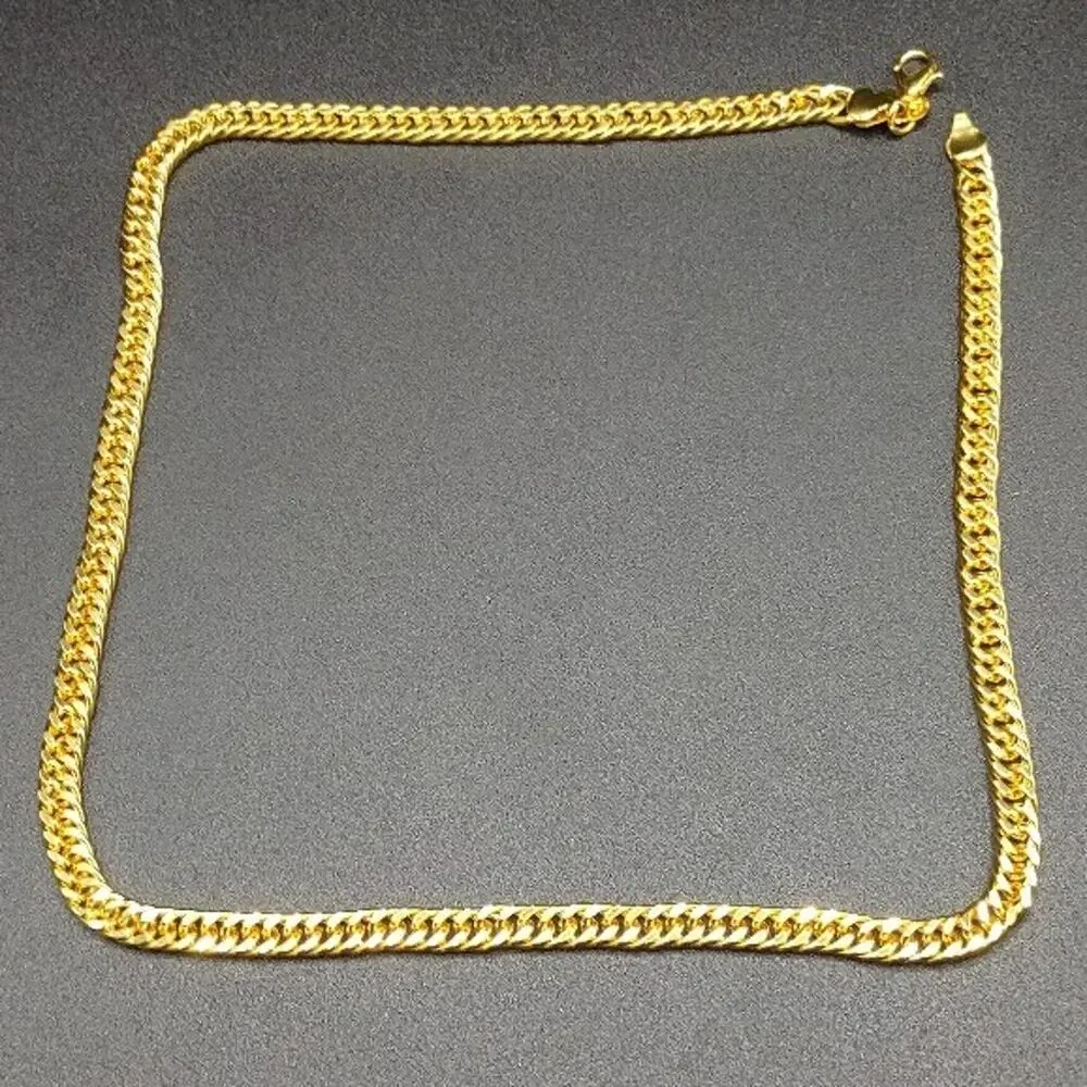 18k Gold Plated Necklace Double Cuban VTG Fashion Mens Anniversary Birthday Gift